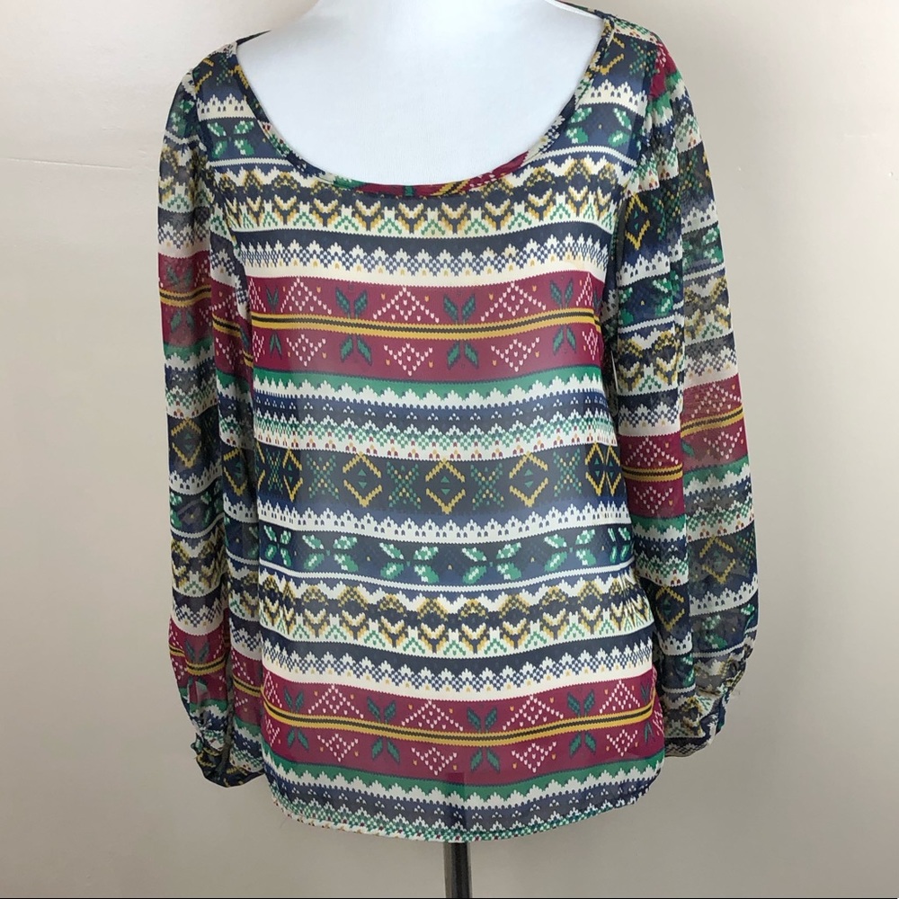 Cocolove Sheer Boho Blouse Size Small